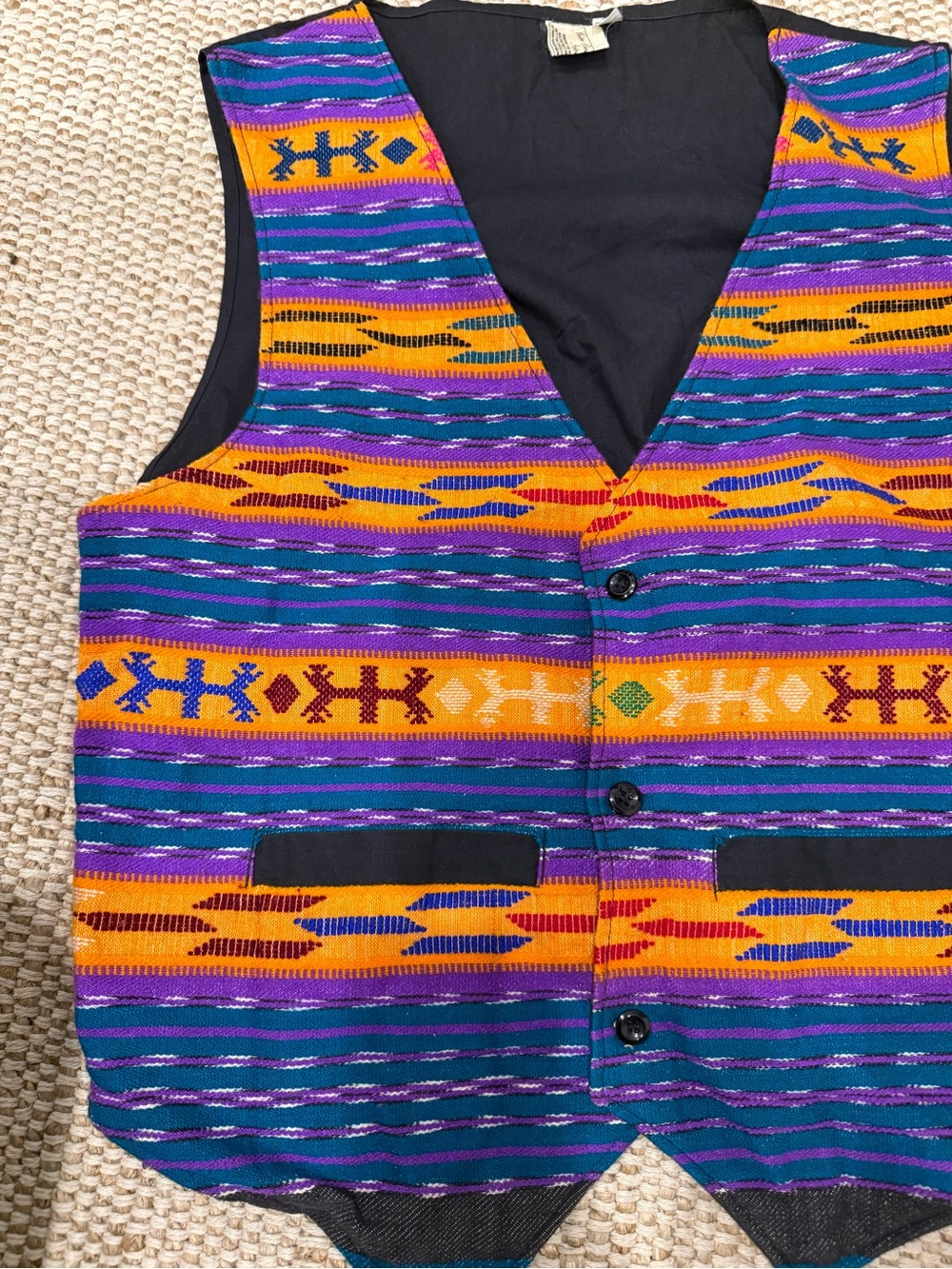 Vintage 90s Guatemalan Handwoven Cotton Vest // Size XL - Picture 7 of 8